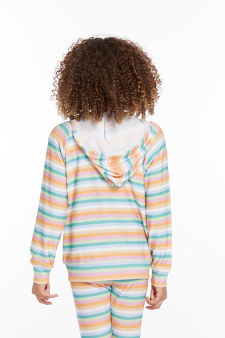 Chaser Alana Sunset Stripe Girls Zip Up Hoodie