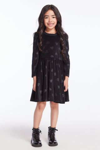 Chaser Girls Licorice Puff Long Sleeve Dress with Twirl Skirt