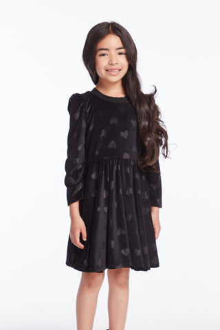 Chaser Girls Licorice Puff Long Sleeve Dress with Twirl Skirt