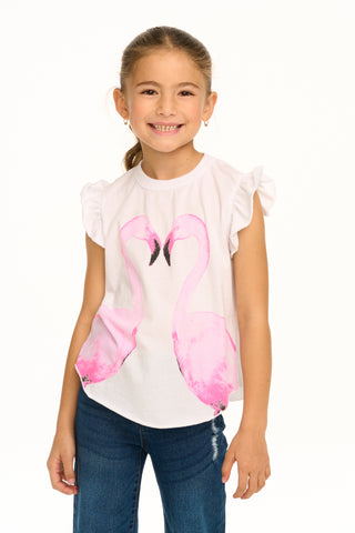 Chaser Flamingo Mirror Flutter Sleeve Tee, Chaser, cf-size-10, cf-size-2, cf-size-4, cf-size-5, cf-size-6, cf-size-8, cf-type-shirts-&-tops, cf-vendor-chaser, Chaser, Chaser Kids, Chaser Tee,