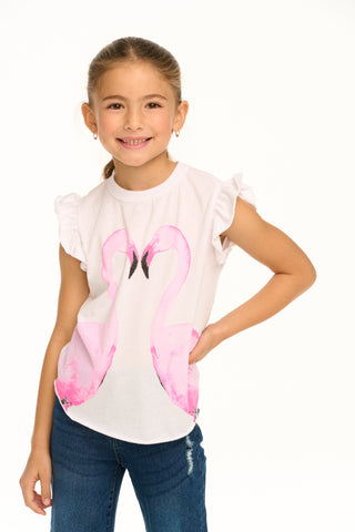 Chaser Flamingo Mirror Flutter Sleeve Tee, Chaser, cf-size-10, cf-size-2, cf-size-4, cf-size-5, cf-size-6, cf-size-8, cf-type-shirts-&-tops, cf-vendor-chaser, Chaser, Chaser Kids, Chaser Tee,