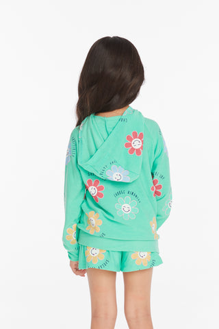 Chaser Smiley Flower Girls Zip-up Hoodie