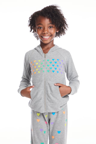 Chaser Rainbow Hearts Girls Zip Up Hoodie