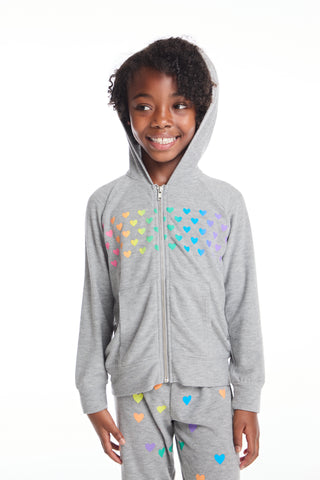 Chaser Rainbow Hearts Girls Zip Up Hoodie