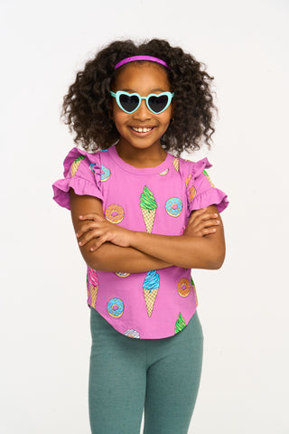 Chaser Sweets Ruffle Sleeve Tee, Chaser, cf-size-3, cf-size-4, cf-size-5, cf-size-6, cf-size-7, cf-size-8, cf-type-tee, cf-vendor-chaser, Chaser, Chaser Ice Cream, Chaser Kids, Chaser Short S