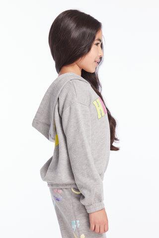 Chaser Glitter Smiley Girls Pullover Hoodie