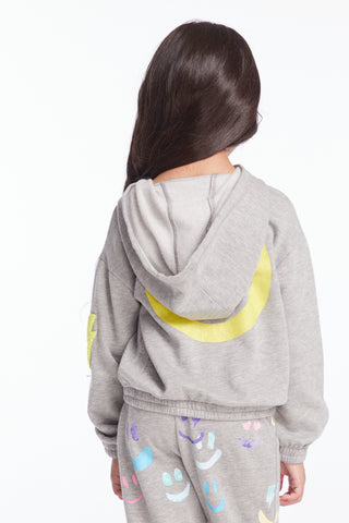 Chaser Glitter Smiley Girls Pullover Hoodie