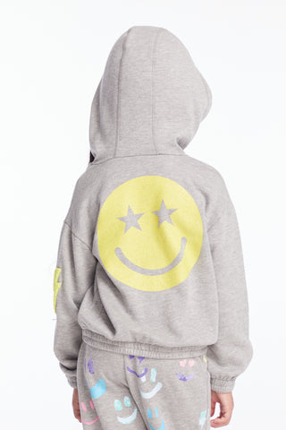 Chaser Glitter Smiley Girls Pullover Hoodie