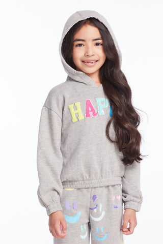 Chaser Glitter Smiley Girls Pullover Hoodie