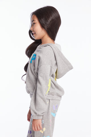 Chaser Glitter Smiley Girls Pullover Hoodie