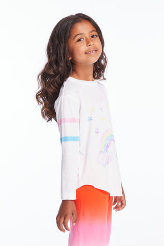 Chaser Rainbow Watercolor Girls Long Sleeve Tee