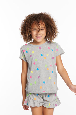 Chaser Rainbow Smiles Girls Crew Neck Tee