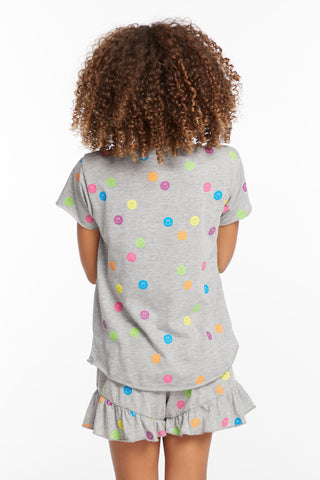 Chaser Rainbow Smiles Girls Crew Neck Tee