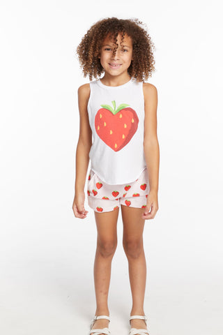 Chaser, Chaser Heart Strawberry All Over Girls Shorts - Basically Bows & Bowties