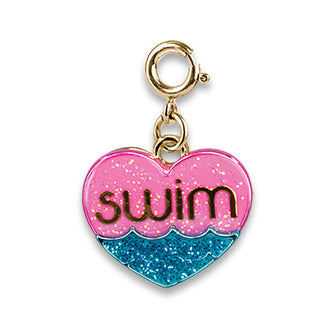 Charm It! Gold Glitter Swim Heart Charm