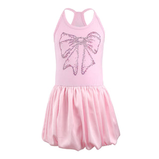 Lola and The Boys Crystal Bow Bubble Dress - Pink