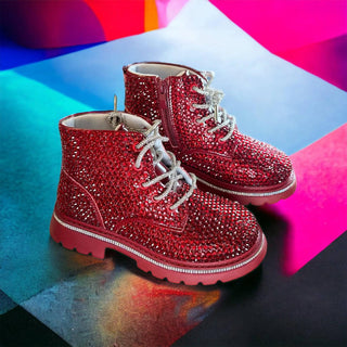 Lola and The Boys Sparkle Boots - Ruby Red