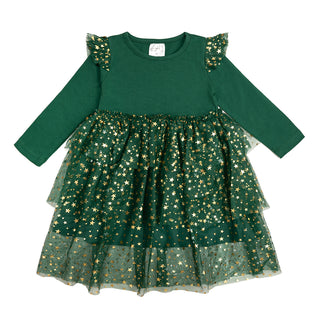 Sweet Wink Emerald Shimmer Christmas Long Sleeve Tutu Dress