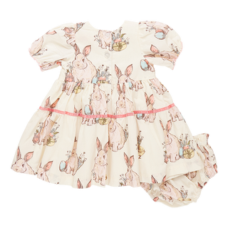 Pink Chicken Baby Girls Maribelle Dress Set - Bunny Friends