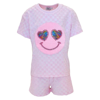 Lola and The Boys Emoji Short Set Pink