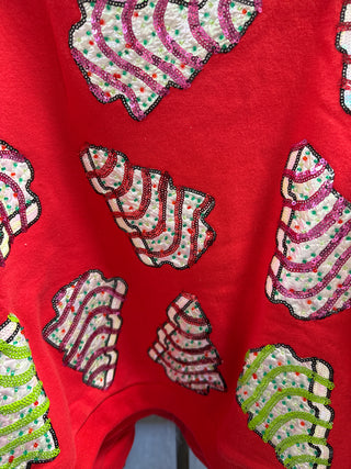 Queen of Sparkles KIDS Little Debbie Trees Sweatshirt - Red
