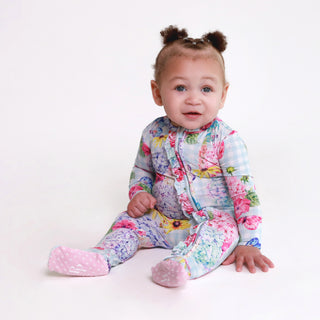 Posh Peanut Nicolette Ruffled Zippered Footie