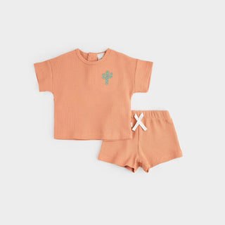 FIRSTS by Petit Lem Cactus Coral Thermal Shorts Set