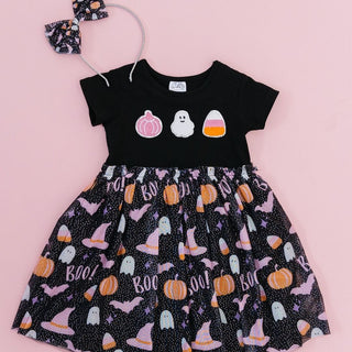 Sweet Wink Boo Halloween Short Sleeve Tutu Dress