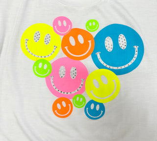 FBZ Neon Smiley Rhinestone White S/S Tee