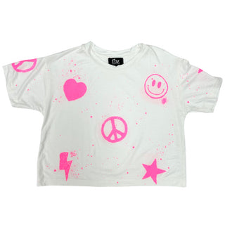 FBZ Neon Pink Splatter Airbrush White S/S Tee