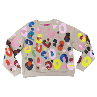 Queen of Sparkles KIDS Tan Multi Leopard Sweatshirt