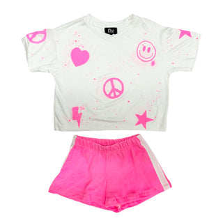 FBZ Neon Pink Splatter Airbrush White S/S Tee