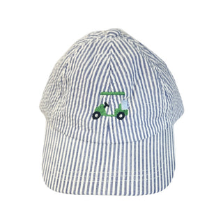 Wee Ones Embroidered Golf Cart Seersucker Denim Ball Cap