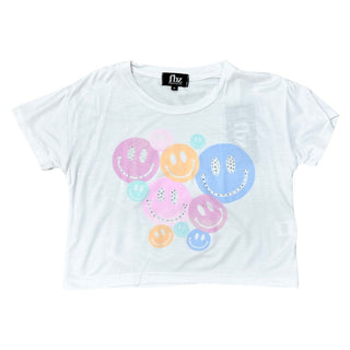 FBZ Pastel Smiley Rhinestone White S/S Tee