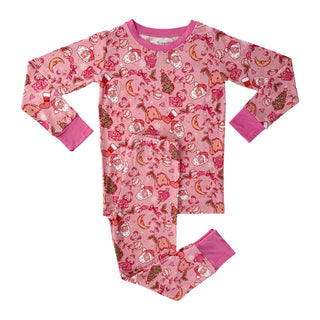 In My Jammers, In My Jammers x Bre Sheppard Christmas Doodle Dreams L/S 2pc PJ Set - Pink - Basically Bows & Bowties