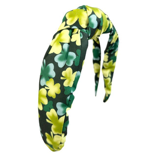 Basically Bows & Bowties, St Patrick's Day Clover Satin Knot Headband - Basically Bows & Bowties