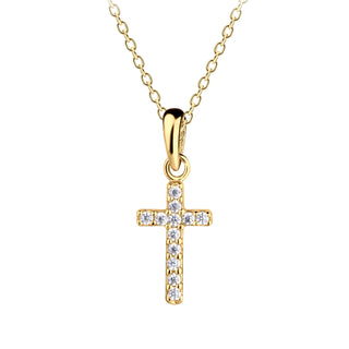 Cherished Moments 14K Gold-Plated Children's Cross Necklace with CZs