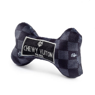 Haute Diggity Dog, Black Checker Chewy Vuiton Bone Toy - Basically Bows & Bowties