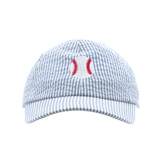 Wee Ones Embroidered Baseball Seersucker Denim Ball Cap Toddler