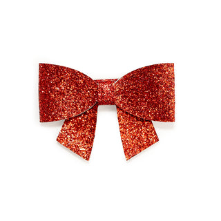 Sweet Wink Red Glitter Christmas Bow Clip