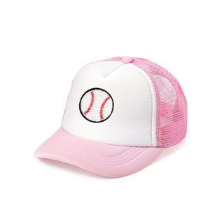 Sweet Wink Baseball Patch Trucker Hat -  Pink and White