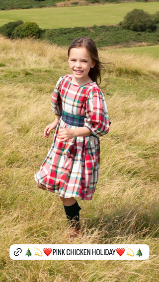 Pink Chicken Girls Ruby Dress - Holiday Tartan