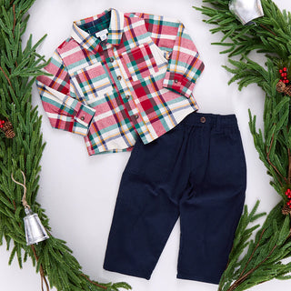 Blue Rooster Boys Jack Shirt - Holiday Tartan