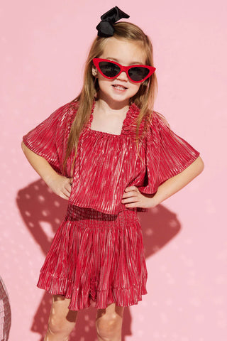 Queen of Sparkles, Queen of Sparkles KIDS Red/Silver Pleat Swing Shorts - Basically Bows & Bowties