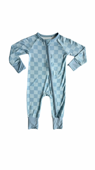 In My Jammers X Karrie Locher Blue Checker Zipper Romper