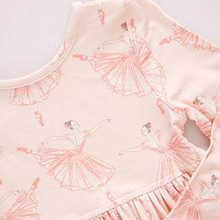 Pink Chicken, Pink Chicken Girls Bamboo Steph Dress - Pink Ballerinas - Basically Bows & Bowties