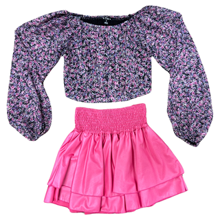 FBZ Fuchsia Pleather Skirt, Flowers By Zoe, cf-size-large-10-12, cf-size-medium-8-10, cf-size-small-7-8, cf-size-xlarge-12-14, cf-type-skirts, cf-vendor-flowers-by-zoe, FBZ, Flowers By Zoe, F