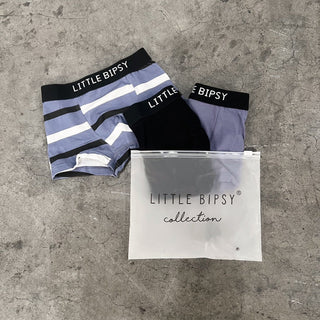 Little Bipsy Boxer Brief 3 Pack - Blue / Black / Stripe