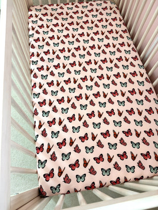 In My Jammers Pink Butterfly Crib Sheet