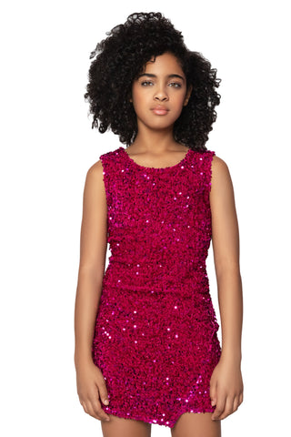 MIA New York Berry Pink Sequin Asymmetrical Dress, MIA New York, Barbie, Berry, Berry Sequin, cf-size-large-12, cf-type-dress, cf-vendor-mia-new-york, Dresses, Dresses for Girls, FALL2023, Ho